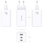 Aisens Cargador GaN 100W 2x USB-C y 1x USB-A Blanco ASCH-100W3P051-W